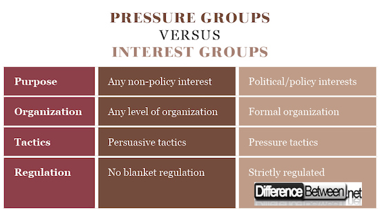 Pressure Groups VERSUS Interest Groups