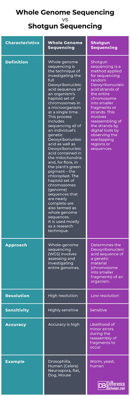Difference Between Whole Genome Sequencing and Shotgun Sequencing ...